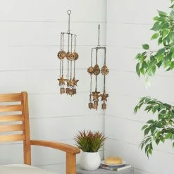 Litton Lane 18 in. Brass Metal Eclectic Windchime -Litton Lane Sales Store litton lane wind chimes 042123 d4 1000