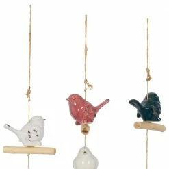 Litton Lane 46 in. White Ceramic Coastal Windchime (Set of 3)