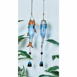 Litton Lane 32 in. Blue Metal Coastal Windchime (Set of 2) -Litton Lane Sales Store litton lane wind chimes 76795 31 1000