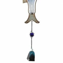 Litton Lane 32 in. Blue Metal Coastal Windchime (Set of 2) -Litton Lane Sales Store litton lane wind chimes 76795 44 1000