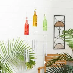 Litton Lane 33 in. Multi Colored Aluminum Coastal Windchime (Set of 3) -Litton Lane Sales Store litton lane wind chimes 78788 31 1000