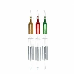 Litton Lane 33 in. Multi Colored Aluminum Coastal Windchime (Set of 3)