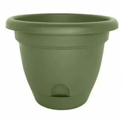 Bloem Lucca 11 in. Living Green Plastic Self-Watering Planter with Saucer