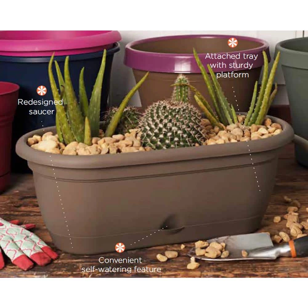 Bloem Lucca 19 in. Living Green Plastic Self-Watering Window Box with Saucer 9 Bloem Lucca 19 in. Living Green Plastic Self-Watering Window Box with Saucer - Image 7