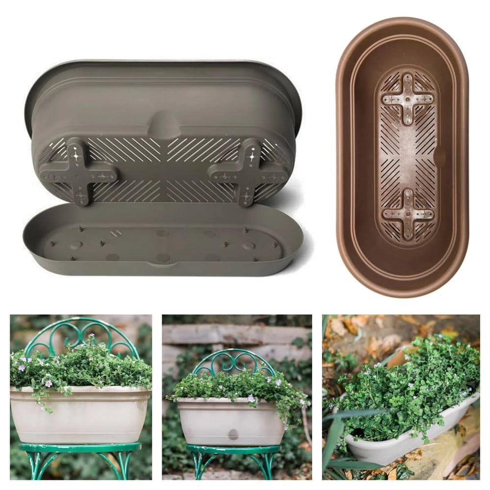 Bloem Lucca 19 in. Living Green Plastic Self-Watering Window Box with Saucer 5 Bloem Lucca 19 in. Living Green Plastic Self-Watering Window Box with Saucer - Image 3