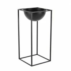 Litton Lane Matte Black Iron Rectangular-Framed Bowl Plant Stands (Set of 3) -Litton Lane Sales Store matte black litton lane plant pots 36732 1f 1000