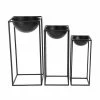 Litton Lane Matte Black Iron Rectangular-Framed Bowl Plant Stands (Set of 3) -Litton Lane Sales Store matte black litton lane plant pots 36732 64 1000