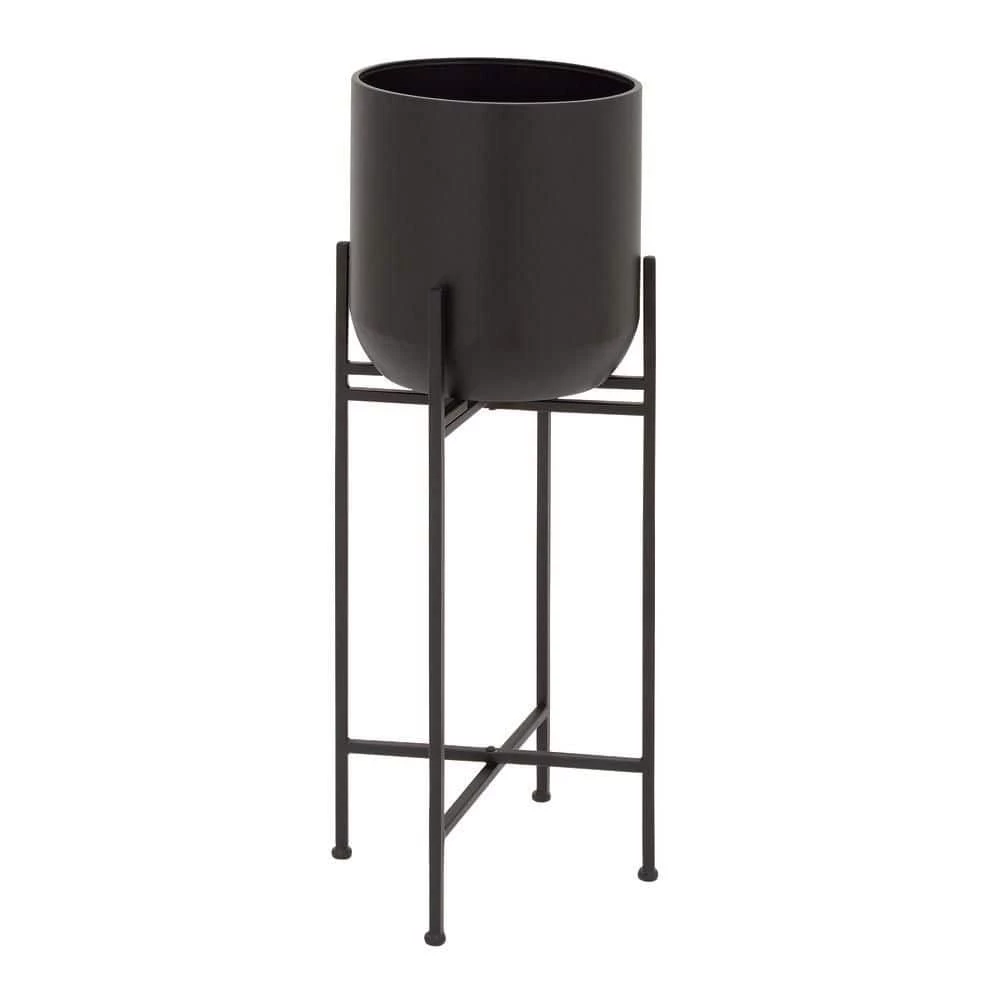 Litton Lane 36 in. H x 12 in. W Black Metal Modern Planter 3 Litton Lane 36 in. H x 12 in. W Black Metal Modern Planter