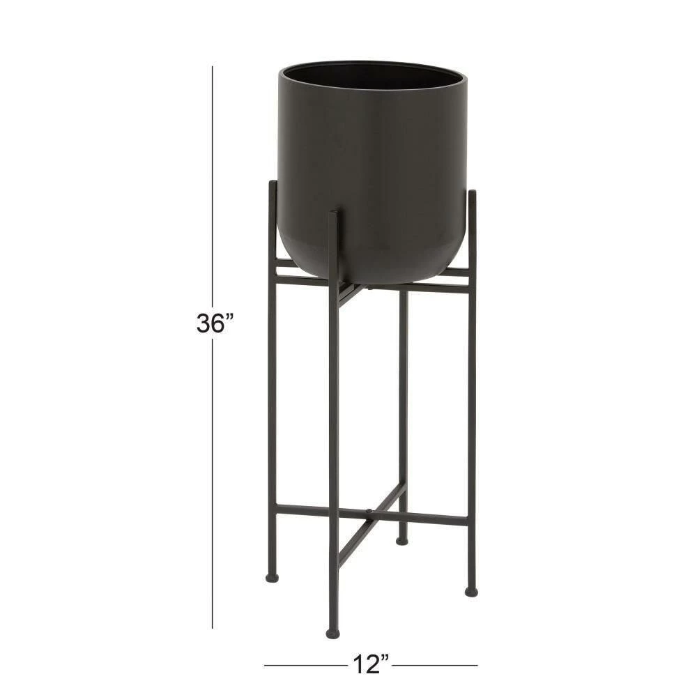 Litton Lane 36 in. H x 12 in. W Black Metal Modern Planter 6 Litton Lane 36 in. H x 12 in. W Black Metal Modern Planter - Image 4