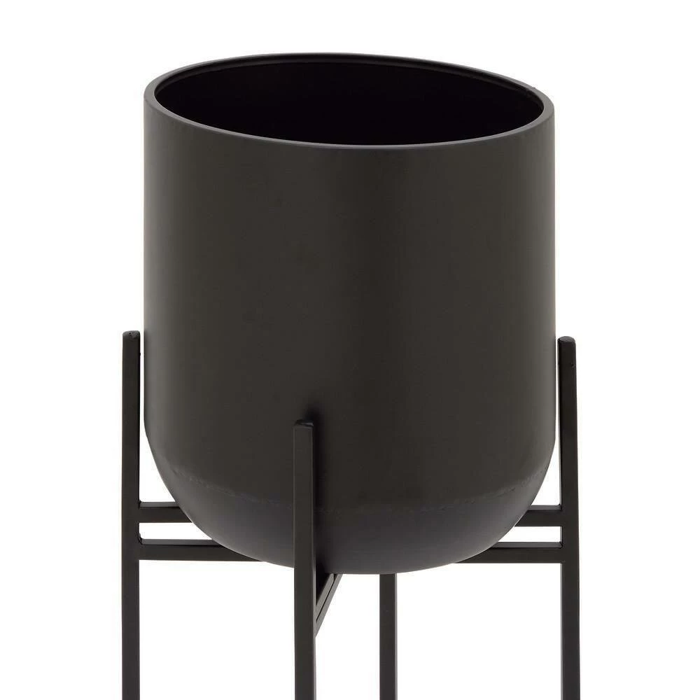 Litton Lane 36 in. H x 12 in. W Black Metal Modern Planter 4 Litton Lane 36 in. H x 12 in. W Black Metal Modern Planter - Image 2