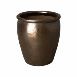 Emissary 25 in. Round Metallic Ceramic Planter