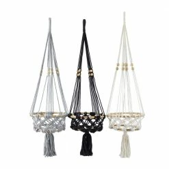 Litton Lane 32 in. x 9 in. Multi Colored Cotton Bohemian Plant Hanger ( Set of 3 )