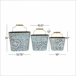 Litton Lane 13 in. Multi Colored Metal Farmhouse Planter (3-Pack) -Litton Lane Sales Store multi litton lane plant pots 92148 76 1000