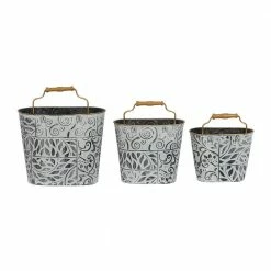 Litton Lane 13 in. Multi Colored Metal Farmhouse Planter (3-Pack) -Litton Lane Sales Store multi litton lane plant pots 92148 77 1000