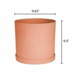 Bloem Mathers Resin Planter with Saucer Tray 10 in. Muted Terra Cotta -Litton Lane Sales Store muted terra cotta bloem plant pots mat1047 e1 1000