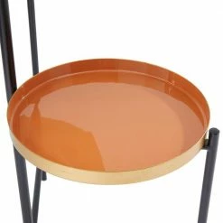 Litton Lane 32 in. Orange Round Metal Plantstand with 3-Tiers -Litton Lane Sales Store orange litton lane plant stands 040547 77 1000