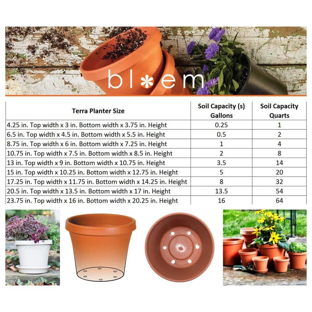 Bloem Terra 16 in. x 14.25 in. Pebble Stone Plastic Planter 4 Bloem Terra 16 in. x 14.25 in. Pebble Stone Plastic Planter - Image 2