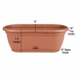 Bloem Lucca 19 in. Pebble Stone Plastic Self-Watering Window Box with Saucer -Litton Lane Sales Store pebble stone bloem window boxes lwb1883 1f 1000