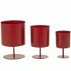 Litton Lane 13 in. x 10 in. Red Metal Modern Planter (Set of 3)