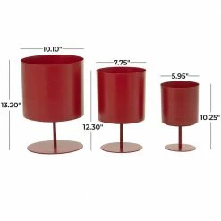 Litton Lane 13 in. x 10 in. Red Metal Modern Planter (Set of 3) 12 Litton Lane 13 in. x 10 in. Red Metal Modern Planter (Set of 3) -Litton Lane Sales Store red litton lane plant pots 040467 c3 1000