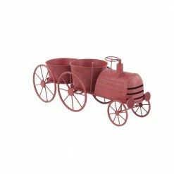 Litton Lane Rustic 10 in. x 22 in. Red Iron Train Planter -Litton Lane Sales Store red litton lane plant pots 94832 44 1000