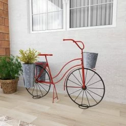 Litton Lane 38 in. Red Round Metal Bicycle Plantstand with 2-Tiers 18 Litton Lane 38 in. Red Round Metal Bicycle Plantstand with 2-Tiers -Litton Lane Sales Store red litton lane plant stands 36762 1f 1000