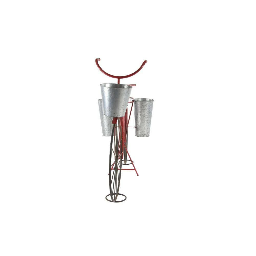Litton Lane 38 in. Red Round Metal Bicycle Plantstand with 2-Tiers 4 Litton Lane 38 in. Red Round Metal Bicycle Plantstand with 2-Tiers - Image 2