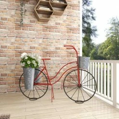 Litton Lane 38 in. Red Round Metal Bicycle Plantstand with 2-Tiers 19 Litton Lane 38 in. Red Round Metal Bicycle Plantstand with 2-Tiers -Litton Lane Sales Store red litton lane plant stands 36762 44 1000