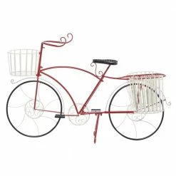 Litton Lane 33 in. H x 52 in. W Red Metal Farmhouse Planter