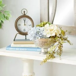 Litton Lane 6 in. H x 8 in. W Silver Metal Traditional Planter 7 Litton Lane 6 in. H x 8 in. W Silver Metal Traditional Planter -Litton Lane Sales Store silver litton lane plant pots 32581 31 1000