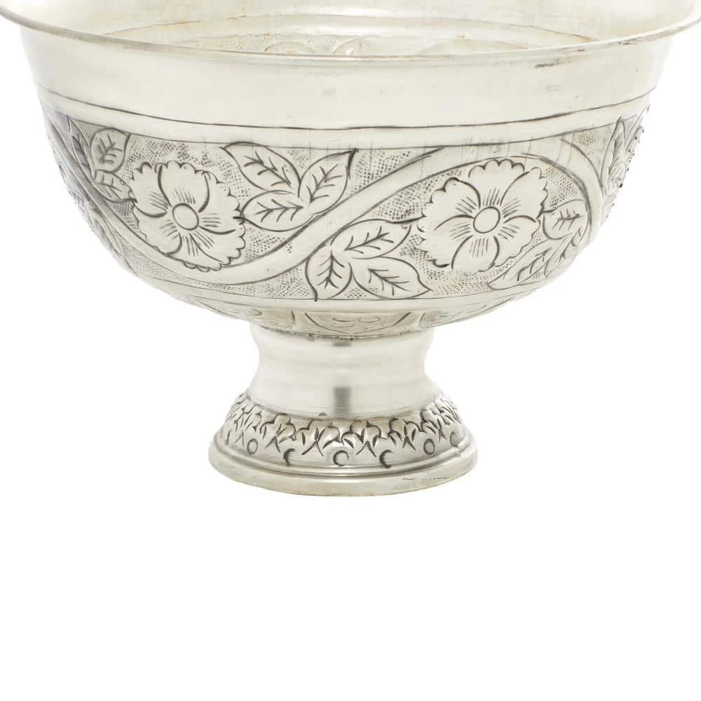 Litton Lane 6 in. H x 8 in. W Silver Metal Traditional Planter 4 Litton Lane 6 in. H x 8 in. W Silver Metal Traditional Planter - Image 2