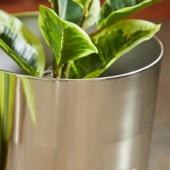 Litton Lane 16 in. x 10 in. Silver Metal Contemporary Planter (Set of 2)