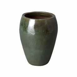 Emissary 23 in. Round Tea Green Ceramic Tapered Planter