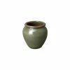 Emissary 14.5 in. Round Tea Green Ceramic Rimmed Planter