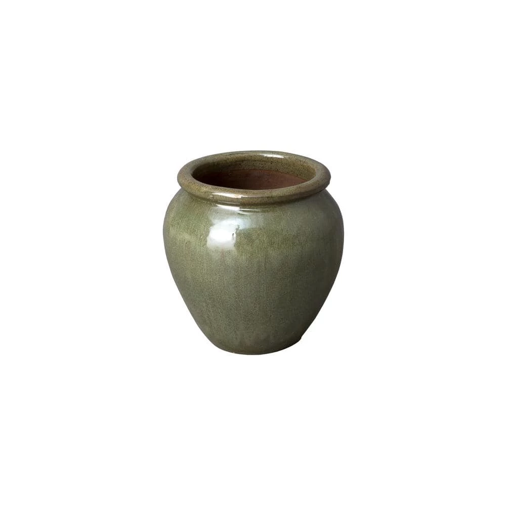 Emissary 14.5 in. Round Tea Green Ceramic Rimmed Planter 3 Emissary 14.5 in. Round Tea Green Ceramic Rimmed Planter