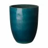 Emissary 19 in. Dia Tall Round Teal Ceramic Planter -Litton Lane Sales Store teal emissary plant pots 0552tl 2 64 1000