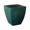 Emissary 17 in. H Square Teal Ceramic Planter