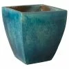 Emissary 21 in. H Square Teal Ceramic Planter -Litton Lane Sales Store teal emissary plant pots 0554tl 3 64 1000