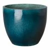 Emissary 19 in. H Teal Round Ceramic Planter -Litton Lane Sales Store teal emissary plant pots 0556tl 3 64 1000