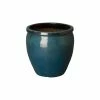 Emissary 15 in. Dia Round Teal Ceramic Planter -Litton Lane Sales Store teal emissary plant pots 12040tl 1 64 1000