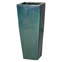 Emissary 35 in. Tall Teal Square Ceramic Planter