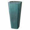Emissary Tall Teal Square Ceramic Planter
