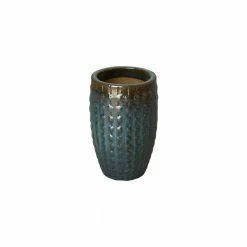 Emissary 10 in. Dia Teal Ceramic Stud Pot