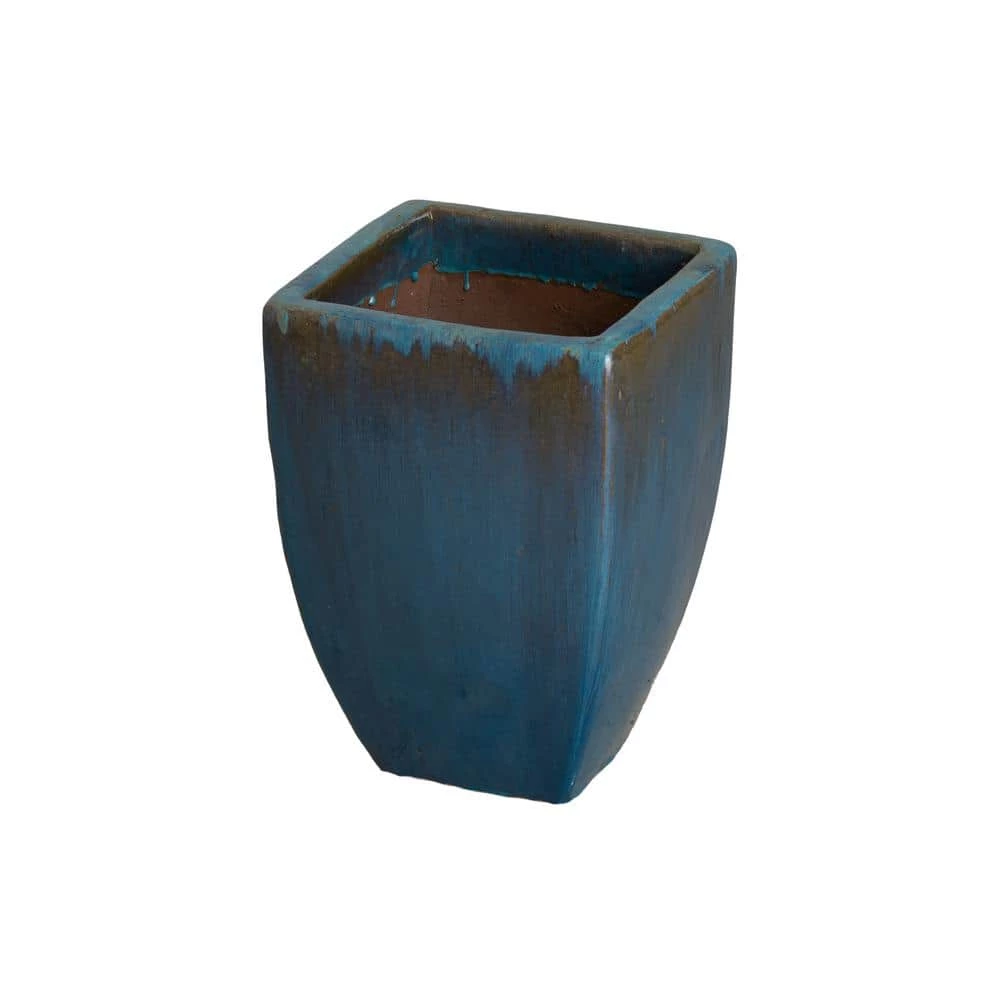 Emissary 18.5 in. H Square Teal Ceramic Planter 3 Emissary 18.5 in. H Square Teal Ceramic Planter