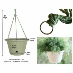 Bloem Lucca 13 in. Terra Cotta Plastic Self-Watering Hanging Basket Planter -Litton Lane Sales Store terra cotta bloem hanging planters lhb1346 44 1000