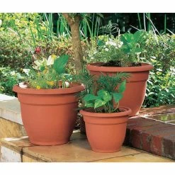 Bloem Ariana 11 in. Terra Cotta Plastic Self-Watering Planter -Litton Lane Sales Store terra cotta bloem plant pots 20 56110 40 1000