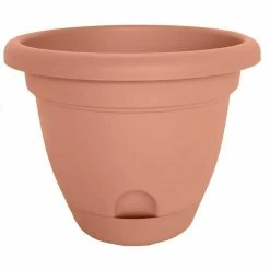 Bloem Lucca 6.75 in. Terra Cotta Plastic Self-Watering Planter with Saucer