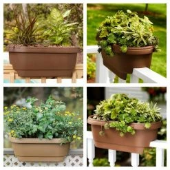 Bloem Deck Rail Planter 24 in. Terra Cotta Plastic Deck Rail Planter -Litton Lane Sales Store terra cotta bloem railing planters 477241 1001 1d 1000