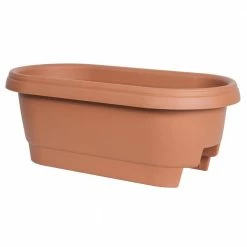 Bloem Deck Rail Planter 24 in. Terra Cotta Plastic Deck Rail Planter