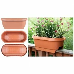 Bloem Deck Rail Planter 24 in. Terra Cotta Plastic Deck Rail Planter -Litton Lane Sales Store terra cotta bloem railing planters 477241 1001 66 1000